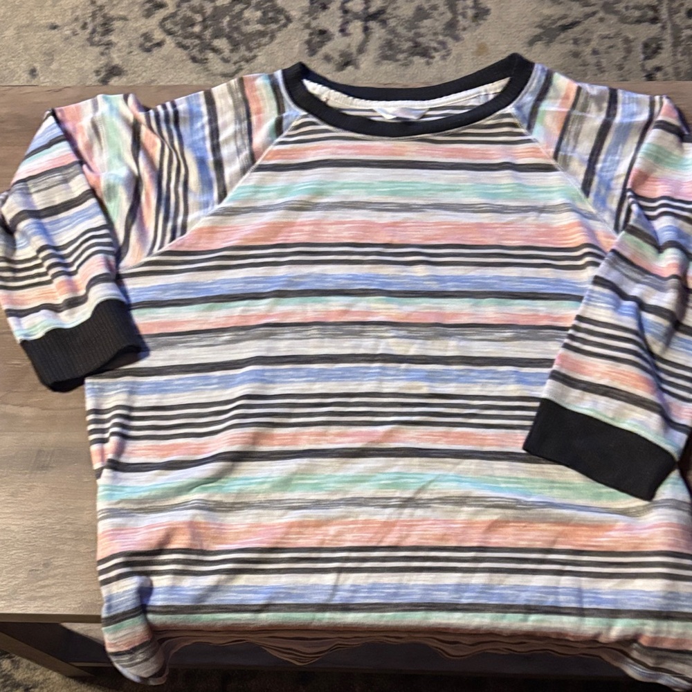 Secret Treasures Multicolor Striped Long Sleeve Tee
